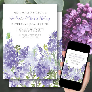 30. Geburtstag Florale Wasserfarben Elegante Flied Einladung