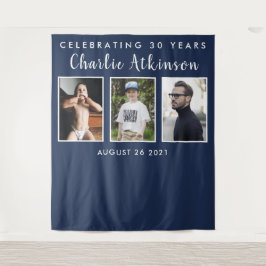 30. Geburtstag Foto Collage Hintergrund Banner Wandteppich