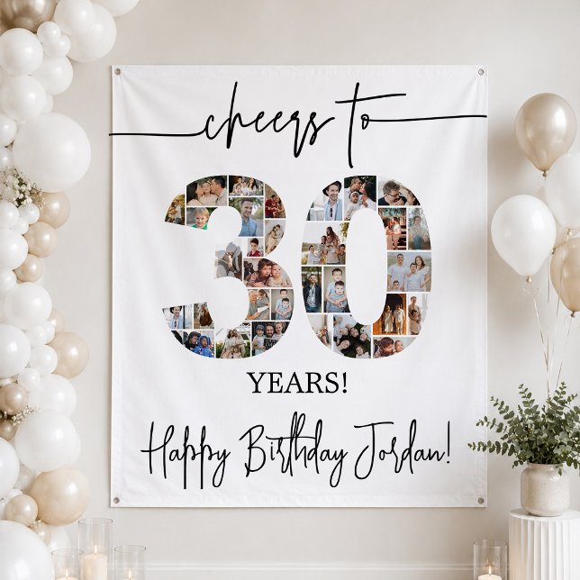 30. Geburtstag Foto-Collage Hintergrund groß Wandteppich (Von Creator hochgeladen)