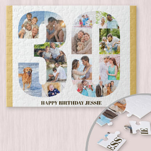 30. Geburtstag Foto-Collage Neutral Nummer 30 Puzzle