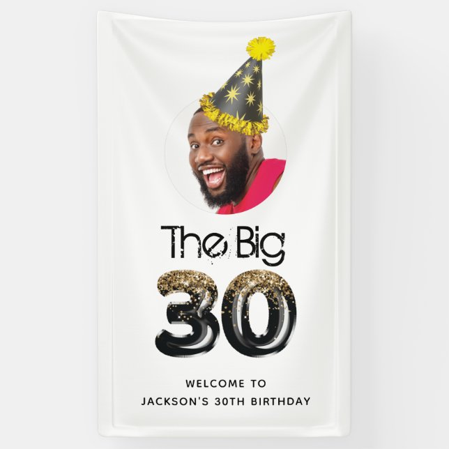 30. Geburtstag Foto Custom Modern Banner (Vertikal)
