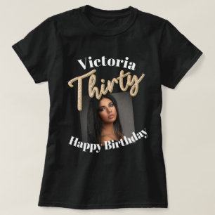 30. Geburtstag Foto Drehbuch goldsilber T-Shirt