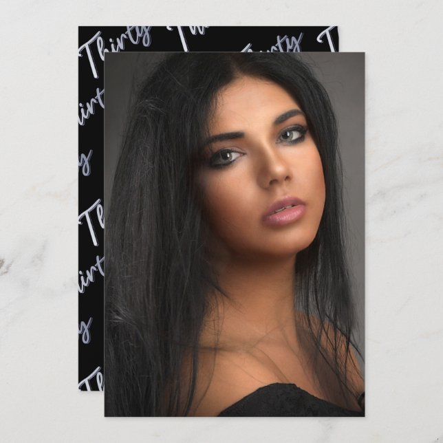 30. Geburtstag Foto Drehbuch schwarz Silber Einladung (Vorne/Hinten)