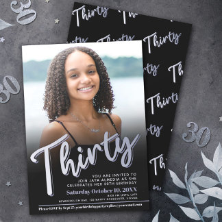 30. Geburtstag Foto Drehbuch-Sliver Farbe Einladung