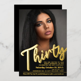 30. Geburtstag Foto-Skript Gold Folieneinladung