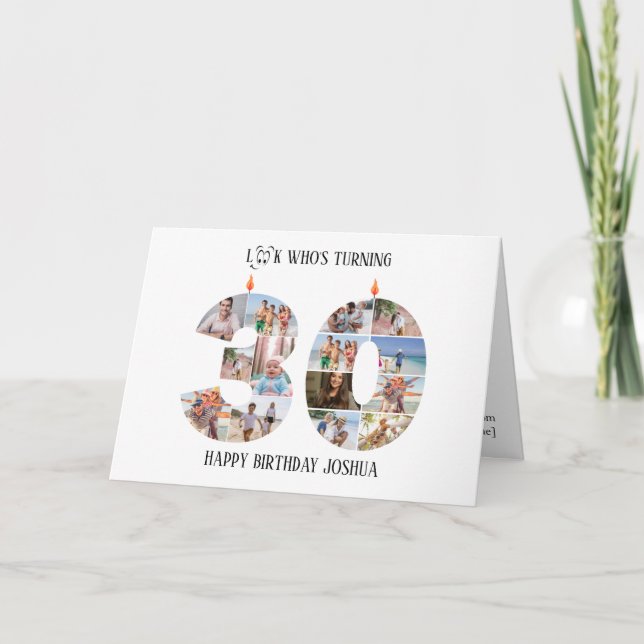 30. Geburtstag Fotokarte Dankeskarte (Vorderseite)