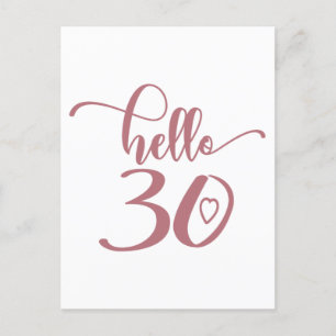 30. Geburtstag Frauen Hallo 30 Süß 30 Jahre alt Postkarte