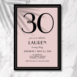 30. Geburtstag Frauen Modern Minimal Schwarz Rosa Einladung