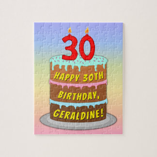 30. Geburtstag: Fun Cake and Candles + Individuell Puzzle