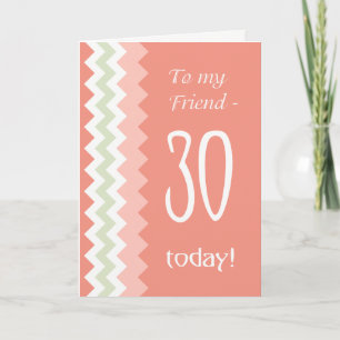 30. Geburtstag für Freunde, Koralle, Minze Chevron Karte
