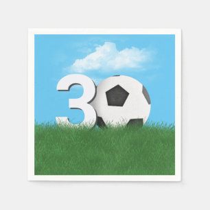 30. Geburtstag Fußball-Ball im Grünen Gras Serviette