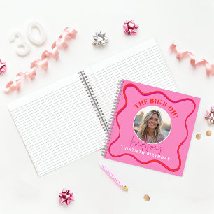 30. Geburtstag Gästebuch Colorful Wavy Red Pink Notizbuch