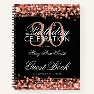 30. Geburtstag Gästebuch Party Glitzern Rose Gold Notizbuch