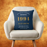 30. Geburtstag Geboren 1994 Loved Fügen Sie Ihren  Kissen<br><div class="desc">Für diejenigen, die 1994 geboren und ihren 30. Geburtstag feiern, haben wir das ideale Überraschungsgeschenk Geburtstagsfeier werfen Kissen Geschenk. Der blaue Hintergrund mit weißem und goldfarbenem Design ist einfach und dennoch elegant. Passen Sie den Text einfach an die Vorderseite und das Innere dieser Party-Vorräte an, indem Sie die Vorlage verwenden....</div>