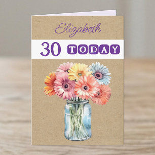 30. Geburtstag Gerbera Blumen lila Karte