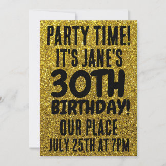 30. GEBURTSTAG GOLD GLITZER CUSTOM EINLAGEN EINLADUNG