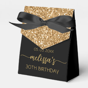 30. Geburtstag Gold Glitzer Monogram Name Script F Geschenkschachtel