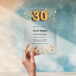 30. Geburtstag Gold Sterne klar Acryleinladungen<br><div class="desc">Für einen eleganten 30. Geburtstag. Ein klarer,  transparenter Hintergrund. Goldene Sterne,  und die Zahl 30 in Imitat Gold. Personalisieren Sie Ihren Namen und Ihre Party-Daten und fügen Sie diese hinzu.</div>