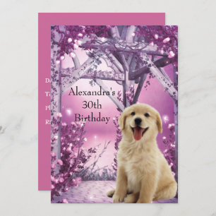 30. Geburtstag Golden Retriever Winter Pink Einladung