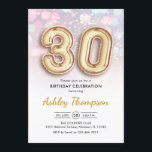 30. Geburtstag - Goldene Balloons Rosa Lichter Einladung<br><div class="desc">Party Einladung zum 30. Elegantes Design in Imitaten Glitzer Gold mit pastellrosa und lila Lichter. Die Einladungskarte enthält die Goldnummer 30 Ballons und den Script-Schriftart. Ideal für ein stilvolles 30-tägiges Fest. Nachricht,  wenn du ein Alter brauchst.</div>