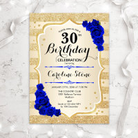 30. Geburtstag - Goldstreifen Royal Blue Rose