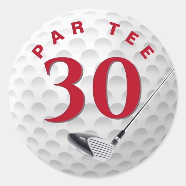 30. Geburtstag Golf Ball Classic Round Sticker (Vorderseite)