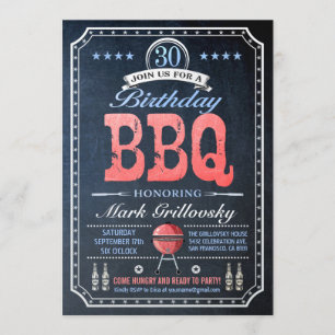 30. Geburtstag GRILLEN Einladungen Kopfbrett