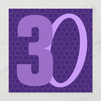 30. Geburtstag Große Anzahl Lila W956 Einladung