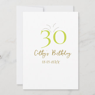 30. GEBURTSTAG GRÜN GOLD PASTELL HANDGEZEICHNET RE EINLADUNG