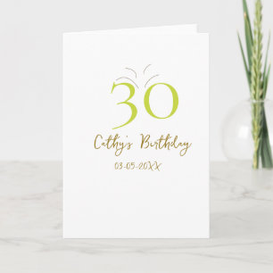 30. GEBURTSTAG GRÜN GOLD PASTELL HANDGEZEICHNET RE KARTE