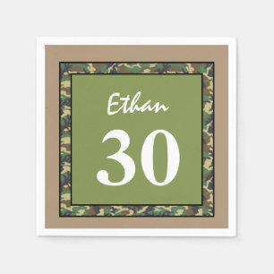 30. Geburtstag Grüne und Tan Camouflage A01D Serviette
