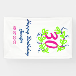 30. Geburtstag grüner blauer Kranz Datum rustikal  Banner