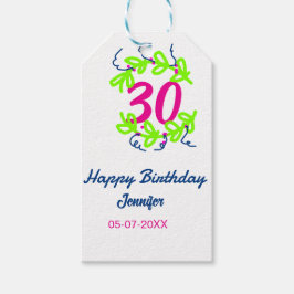 30. Geburtstag grüner blauer Kranz Datum rustikal  Geschenkanhänger