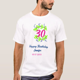 30. Geburtstag grüner blauer Kranz Datum rustikal  T-Shirt