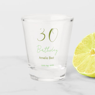 30. GEBURTSTAG GRÜNER NAME DATUM FETT RETRO PASTEL SCHNAPSGLAS
