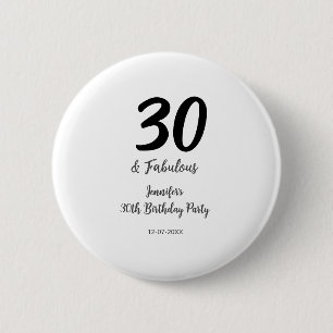30. Geburtstag hinzufügen Name Datum Jahr schwarz Button
