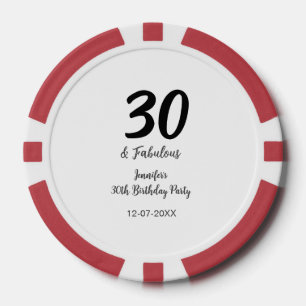 30. Geburtstag hinzufügen Name Datum Jahr schwarz Pokerchips