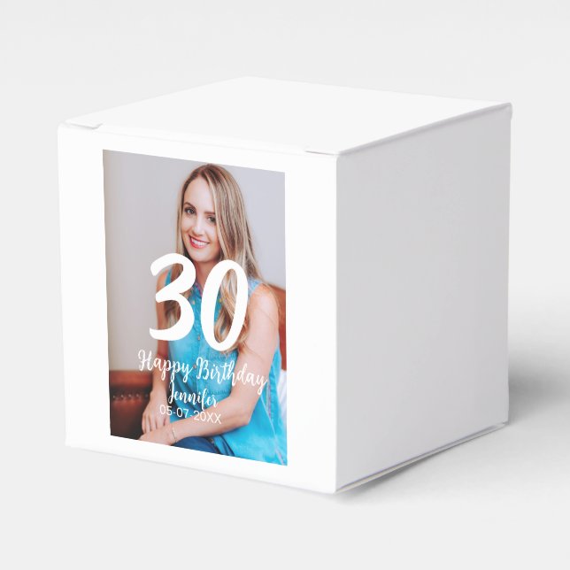 30. Geburtstag hinzufügen Name Datum Jahr Weißes F Geschenkschachtel (Vorderseite)