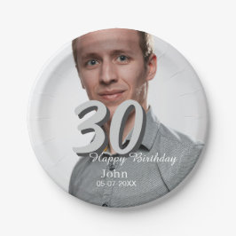 30. Geburtstag hinzufügen Name Datum Jahr Weißes F Pappteller