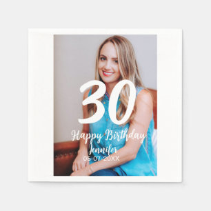 30. Geburtstag hinzufügen Name Datum Jahr Weißes F Serviette