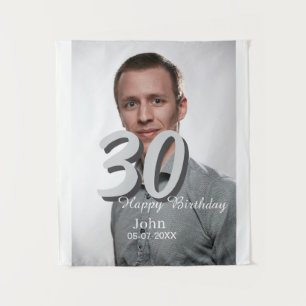 30. Geburtstag hinzufügen Name Datum Jahr Weißes F Wandteppich