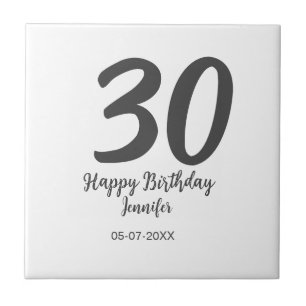 30. Geburtstag hinzufügen Namensdatum Jahr schwarz Fliese