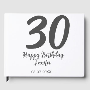 30. Geburtstag hinzufügen Namensdatum Jahr schwarz Gästebuch