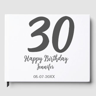 30. Geburtstag hinzufügen Namensdatum Jahr schwarz Gästebuch