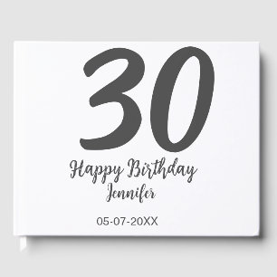 30. Geburtstag hinzufügen Namensdatum Jahr schwarz Gästebuch