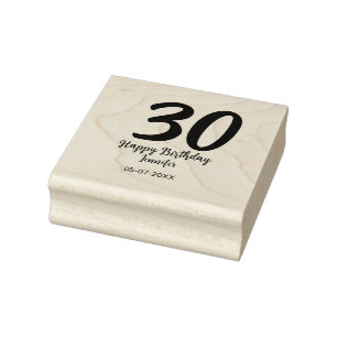 30. Geburtstag hinzufügen Namensdatum Jahr schwarz Gummistempel