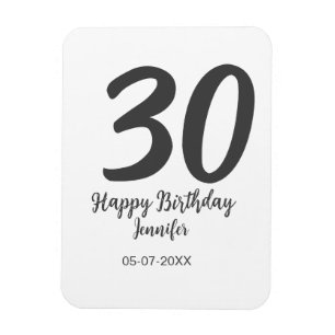 30. Geburtstag hinzufügen Namensdatum Jahr schwarz Magnet