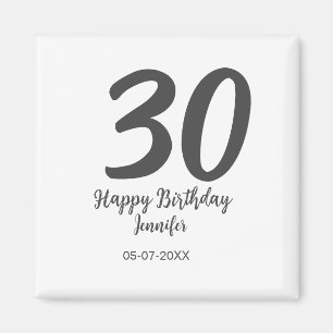 30. Geburtstag hinzufügen Namensdatum Jahr schwarz Magnet