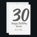 30. Geburtstag hinzufügen Namensdatum Jahr schwarz Save The Date<br><div class="desc">bearbeitbares Design</div>