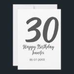 30. Geburtstag hinzufügen Namensdatum Jahr schwarz Save The Date<br><div class="desc">bearbeitbares Design</div>